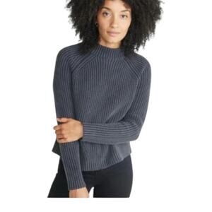 Marine Layer Vera Mock Neck Sweater Charcoal Gray Large